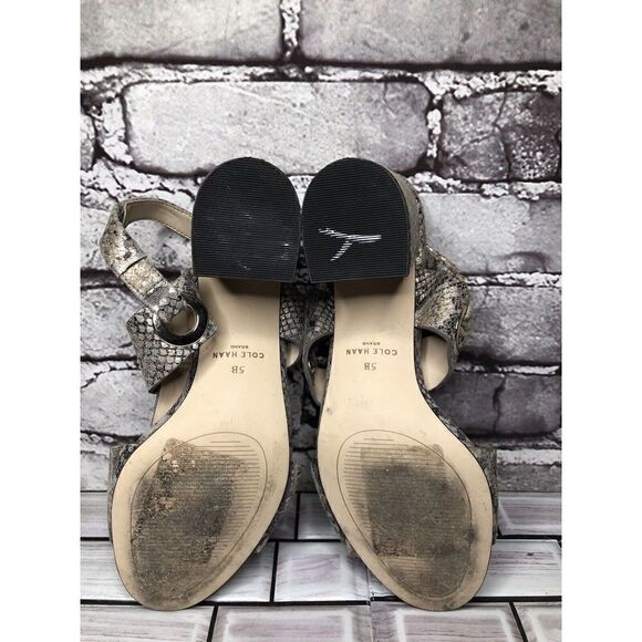 Cole Haan Grand OS Taupe Shimmer Leather Open Block Heel Sandals 5B US/35.5EU - Picture 16 of 16